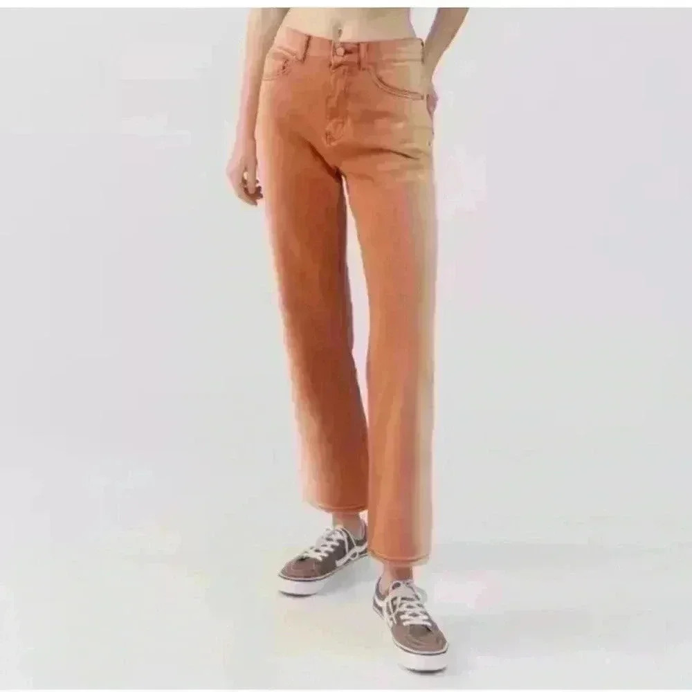NEW BDG High Waisted Cowboy Jean - Piece Dye Color Denim ~ Rust Ombré ~ 30